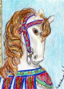 "Carousel Horse" by Christine Schwendel, New Berlin WI - Color Pencil (NFS)